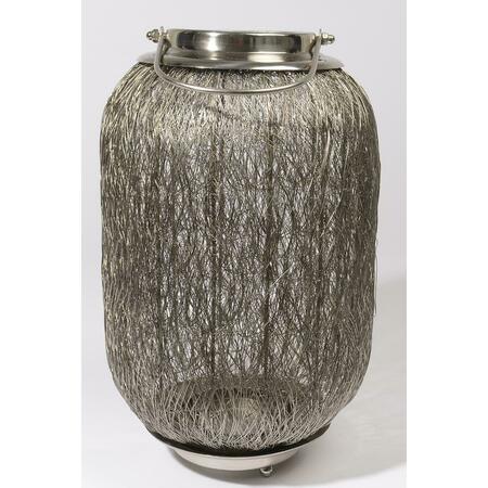 NORTHLIGHT SEASONAL 23 in. Beach Day Contemporary Chic Large Wire Woven Hurricane Pillar Candle Holder 31370491